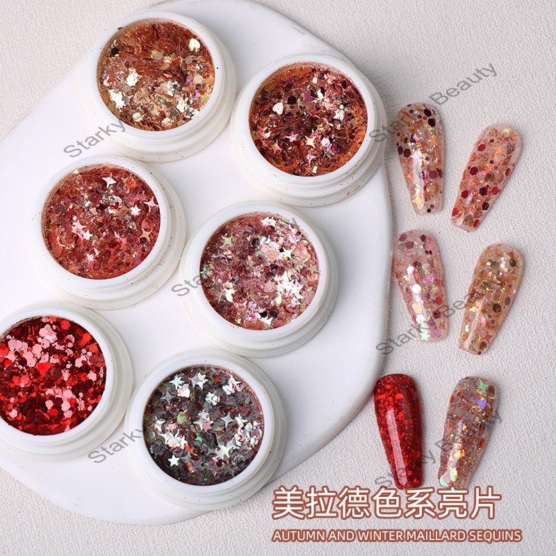 Maillard nail glitter glitter powder explosion new year Christmas red fine glitter powder mixed