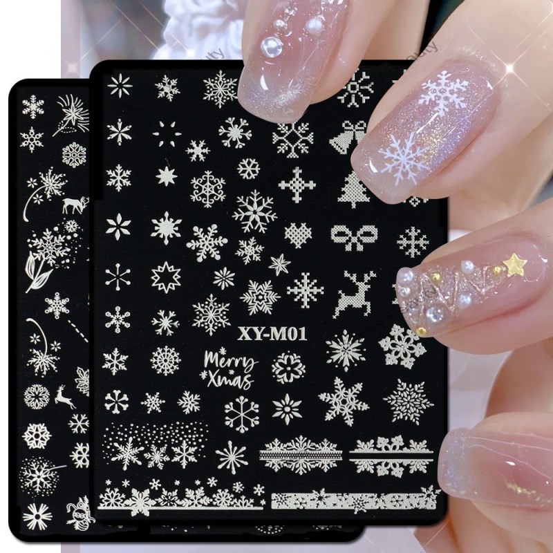 New Christmas Nail Plate Snowflake Letter Christmas Tree Elderly Elk Nail Printing Tool