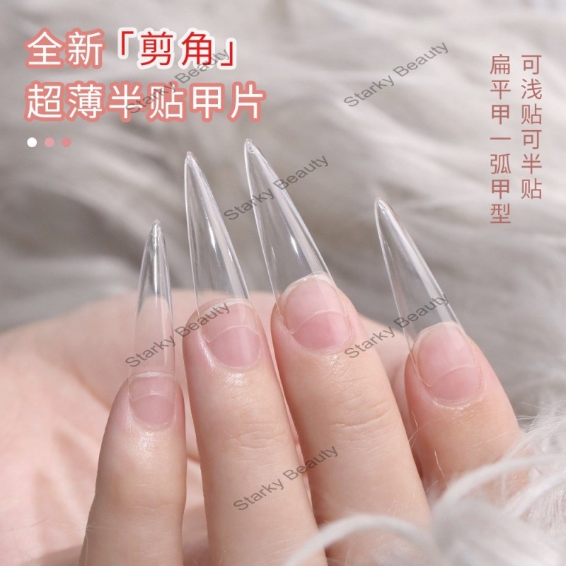 Nail Clips Transparent Long Pointed Nail Half Stick Trimmed False Nail Fit Nail Wearing