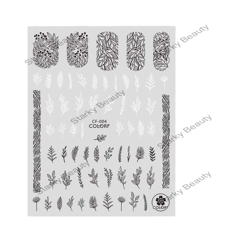 New 3D black and white flower nail stickers