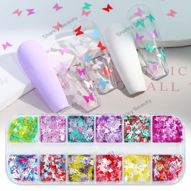 3MM butterfly nail glitter jewelry