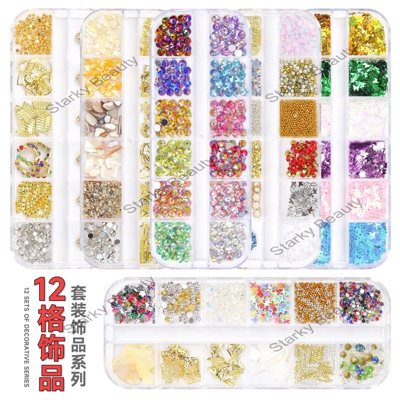 12 color nail art mixed decoration Japanese steel bead nail art decoration