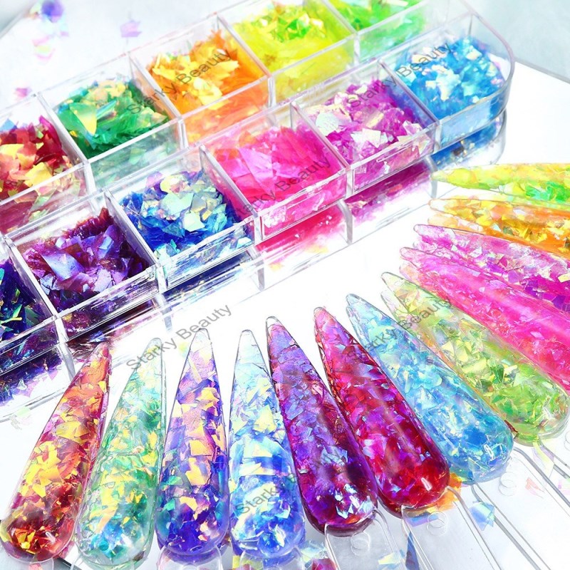 nail art irregular glass paper sequins, high brightness nail candy paper,