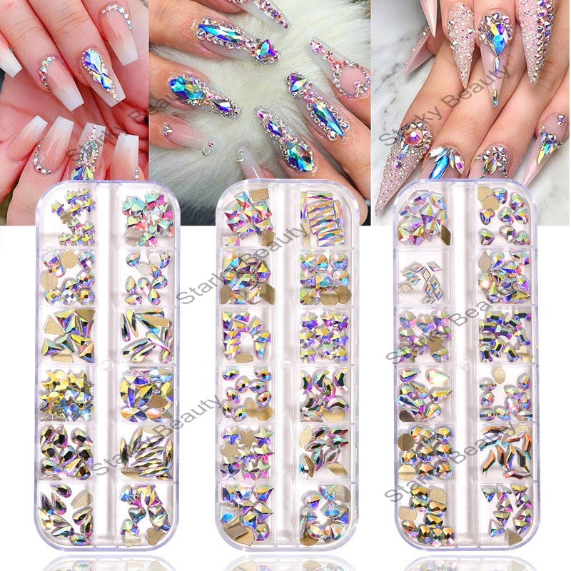 1 Box Mixed Colorful Rhinestone For Nails 3D Crystal Stones For Nail Art Decorations