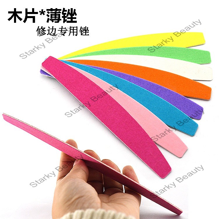 Wooden chip nail file, colored double-sided polishing strip