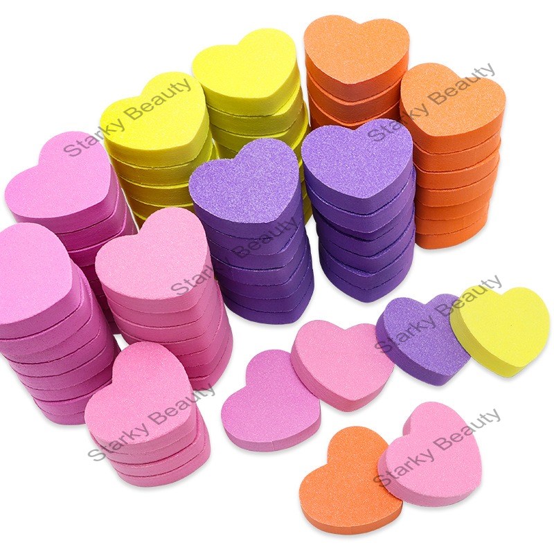 Mini Heart Sponge Block Nail File Polishing High Elastic Polishing Nail File