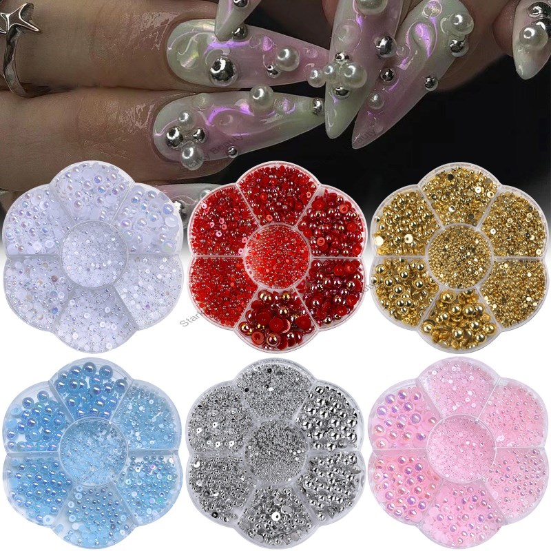 Nail Magic Pearl Half round Mermaid Pearl Nail AB Magic Pearl Nail Accessories