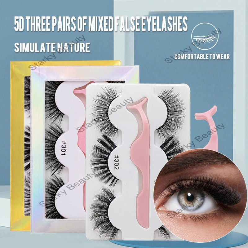 False eyelashes with tweezers 5D multi-layer thick curled and thickened eyelashes