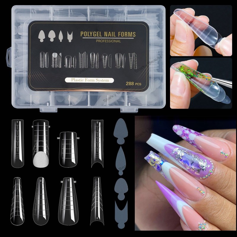 Nail crystal nail film paperless holder extension glue nail mold 288 nail mold set