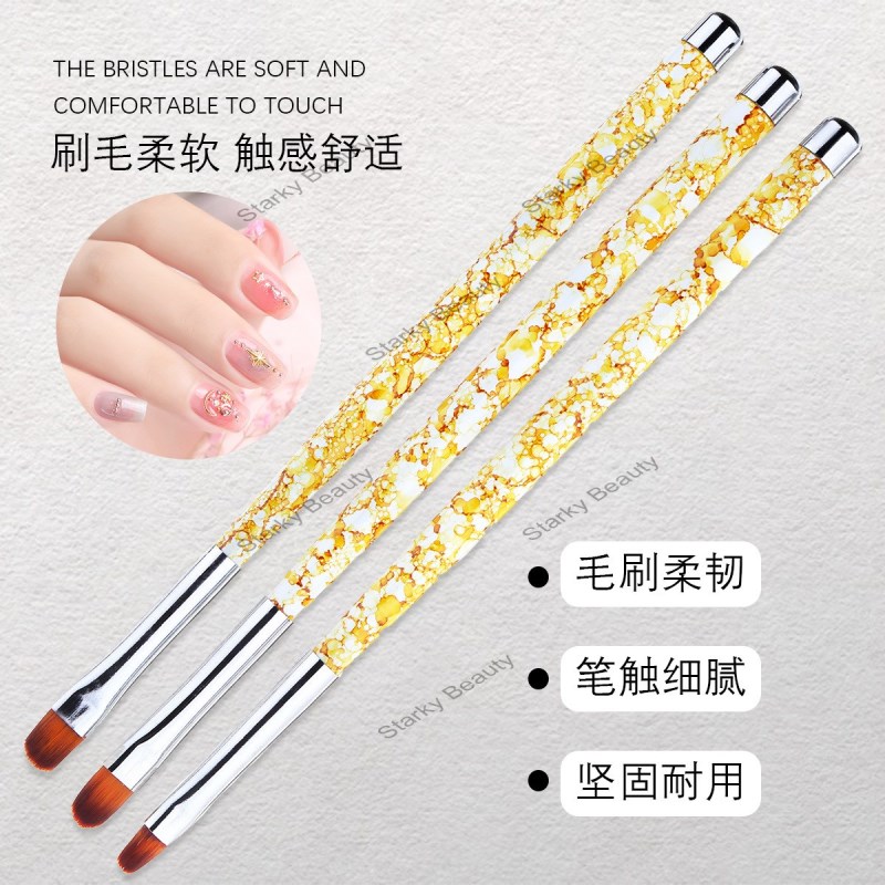 3PCS Marble Pattern Nail Round Head Pen Nail Painting Set Pen