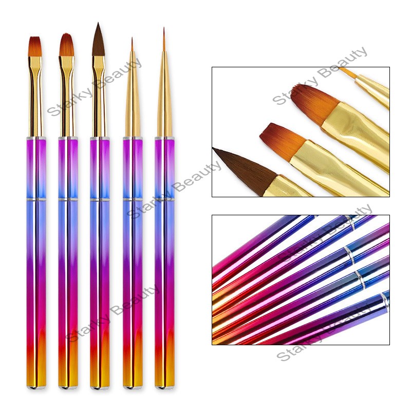 5 Pcs / Set Gradient NailPainting Drawing Carving Pen Liner Brush DIY Nail Art Manicure Kit