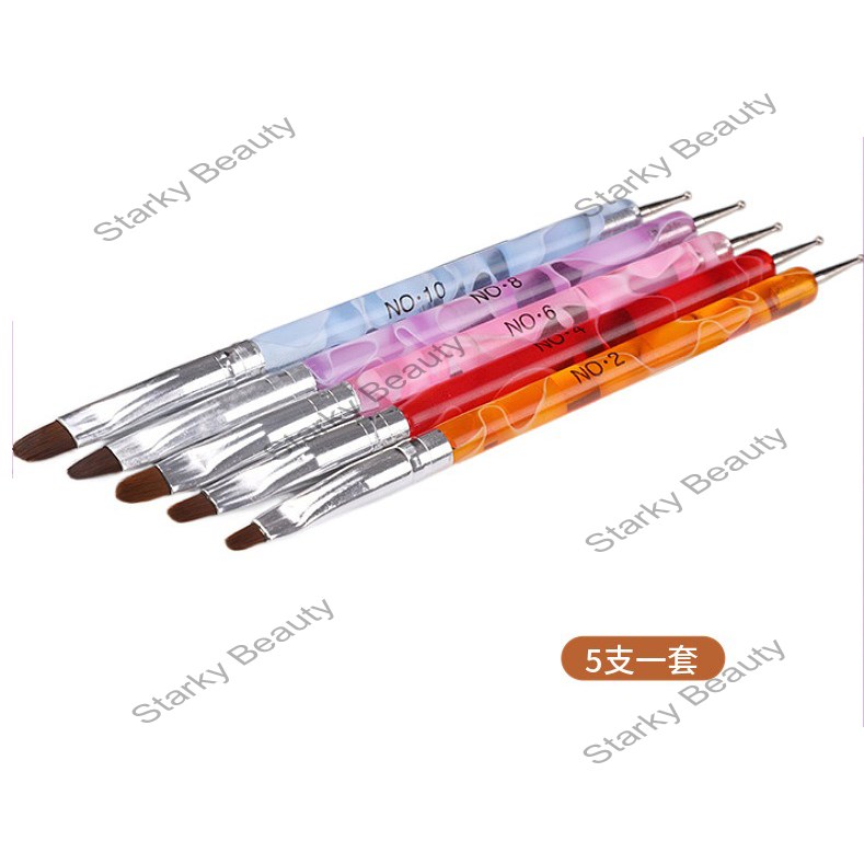 5PCS Nail Pen Round Head Phototherapy Pen Dual purpose Double headed Point Drill Pen