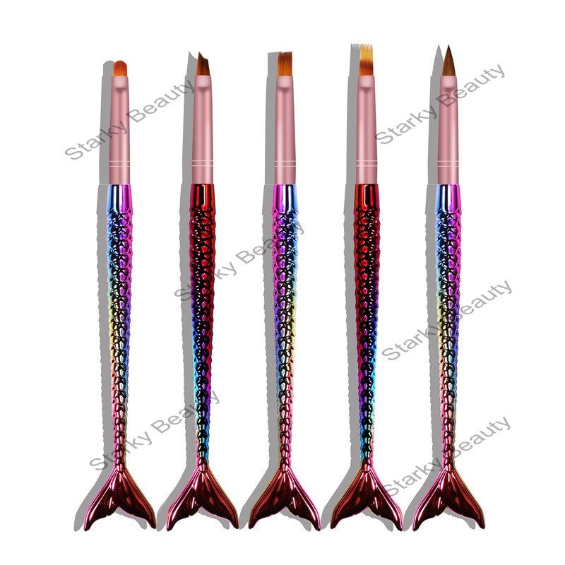 New 5-piece Set Beauty Fish Tail Gradient Bar Nail Brush