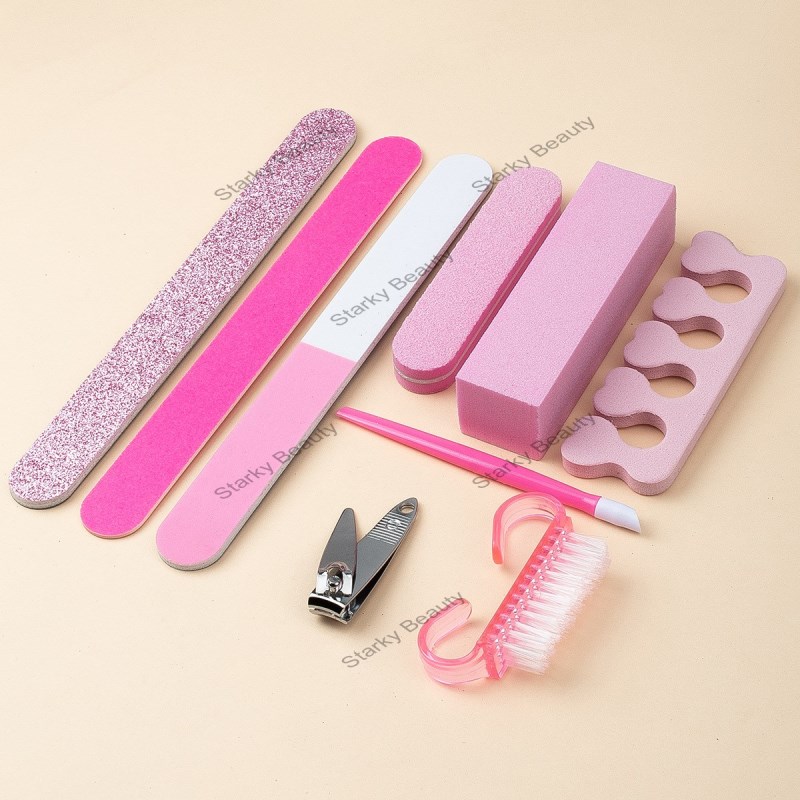 Nail Repair Tool Set, Polishing and Sponge Rubbing Set 9-piece Set,