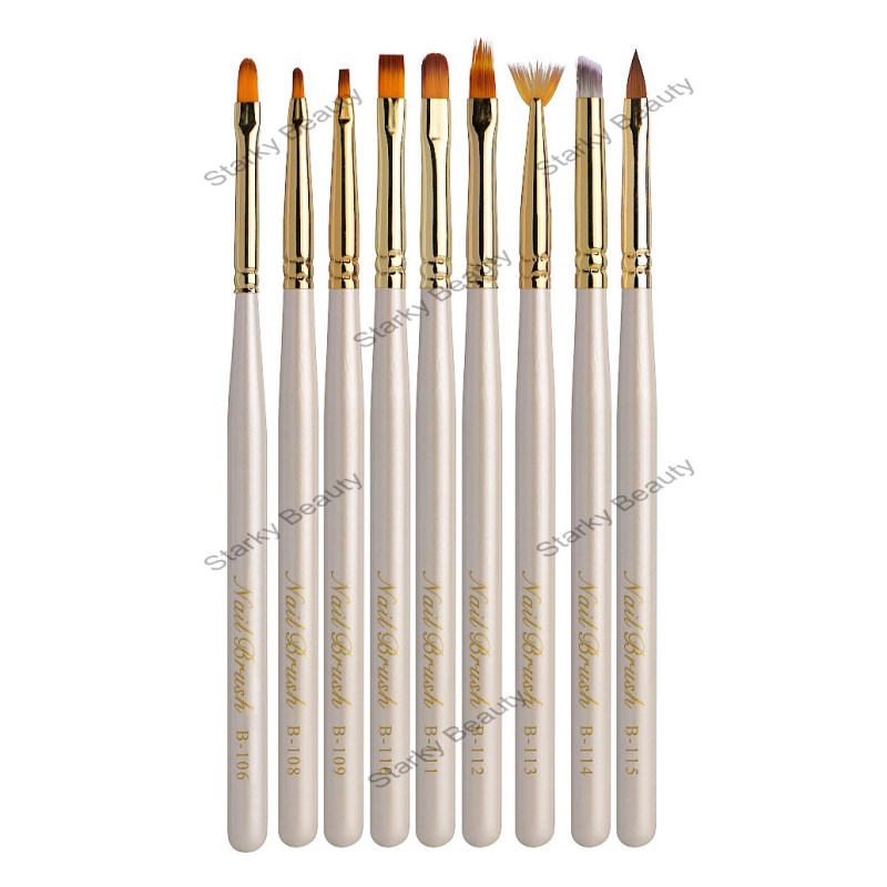 Pearl White Nail Tool Brush Set French Phototherapy Pen