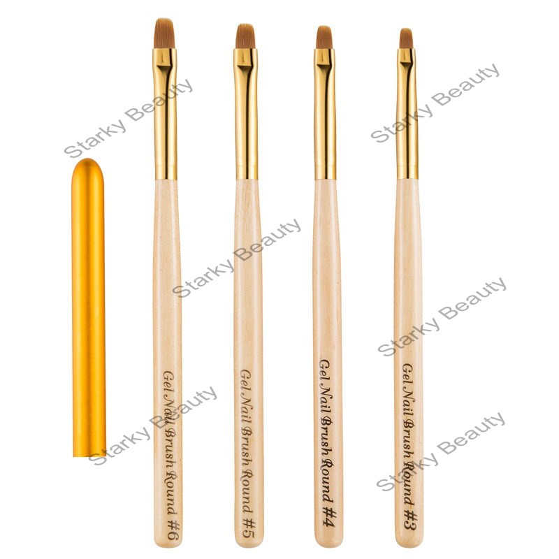 Nail pen supplies tool brush Round head painted pen wood with pen cover