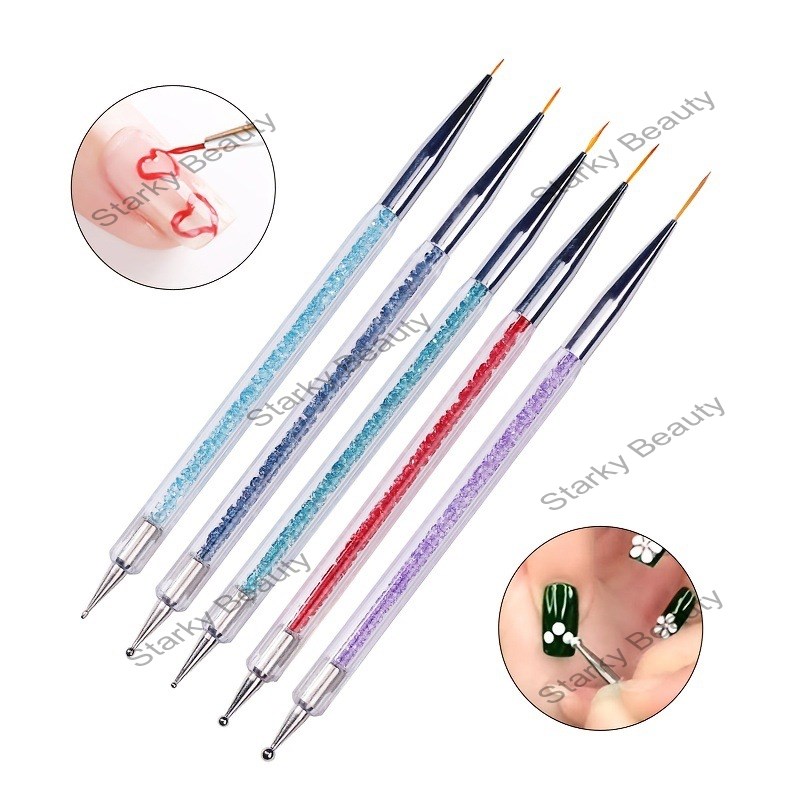 5-pack double ended drawing line, wire drawing pen, dot drill brush set