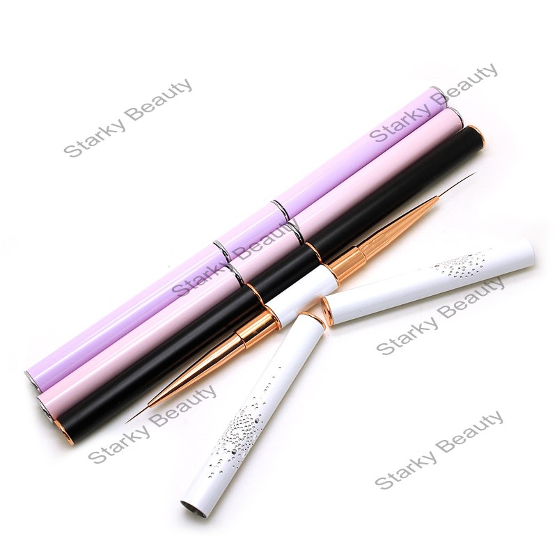 Double-ended ultra-thin drawing line pen with metal rod and cover