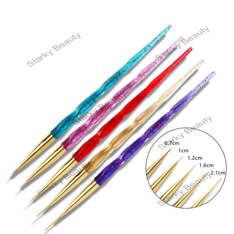 5pcs Sparkling Pink Acrylic Pen Rod Stained Flower Painting Brush Set