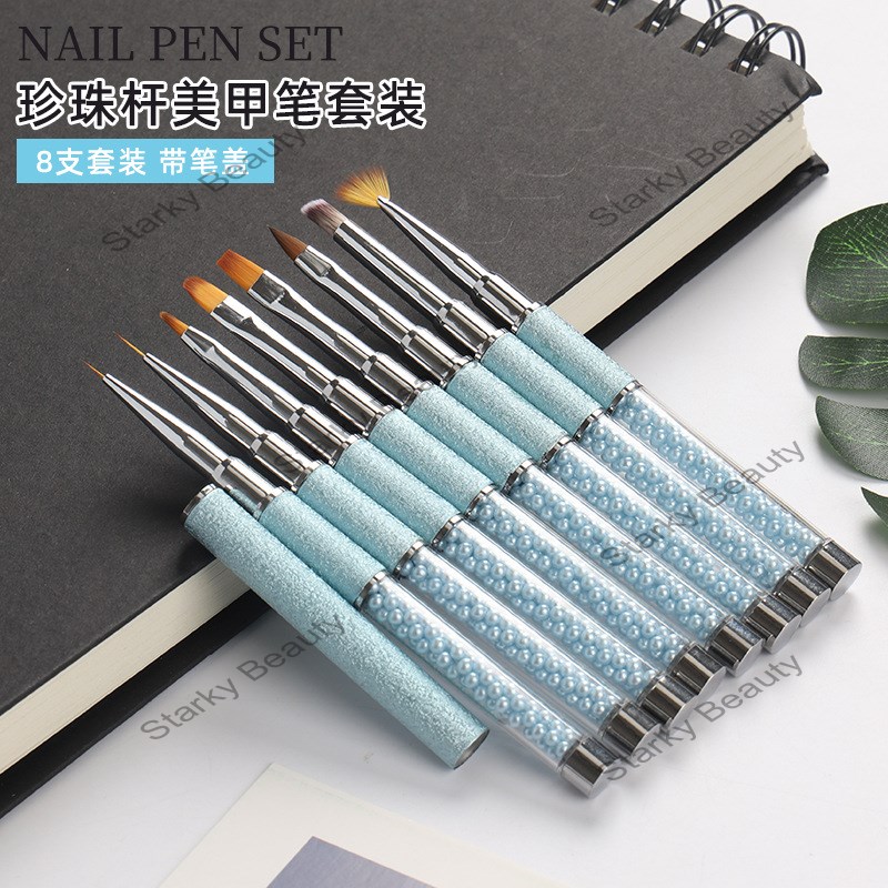 8pcs nail painting gel oval flat liner carve pen kit