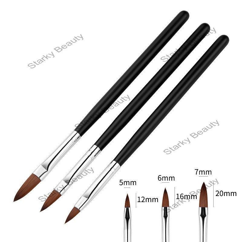 3pcs black wooden nail brush set