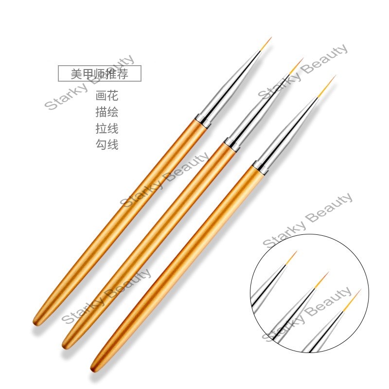 3Pcs Liner Nail Brush Nylon Stripe Brush for Nail Art Striper Brush Painting Drawing Pen