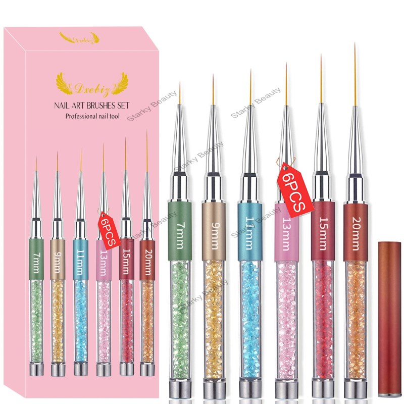 Nail brush set with 6 wire drawing pens, nail art flower brush