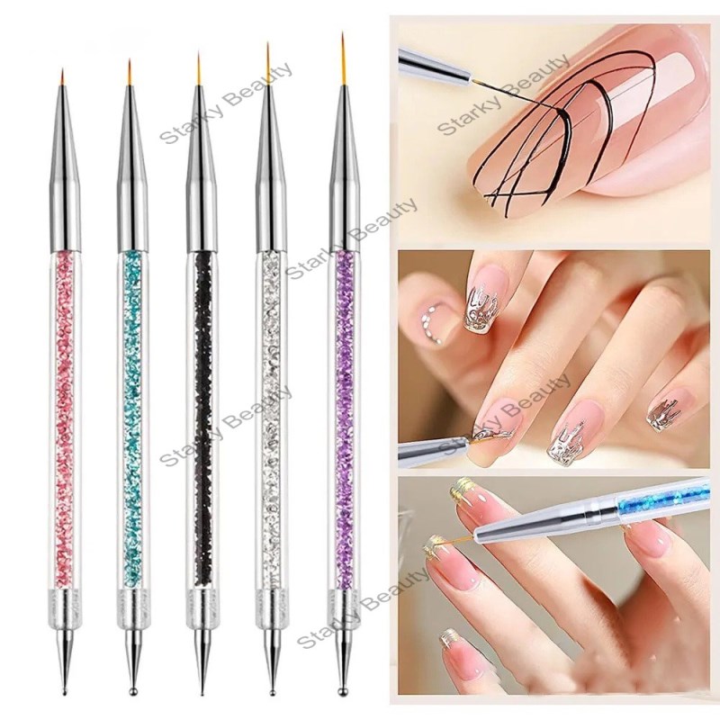 diamonds 5pcs line drawing flower pen drawing line dual-use pen nail point drill pen