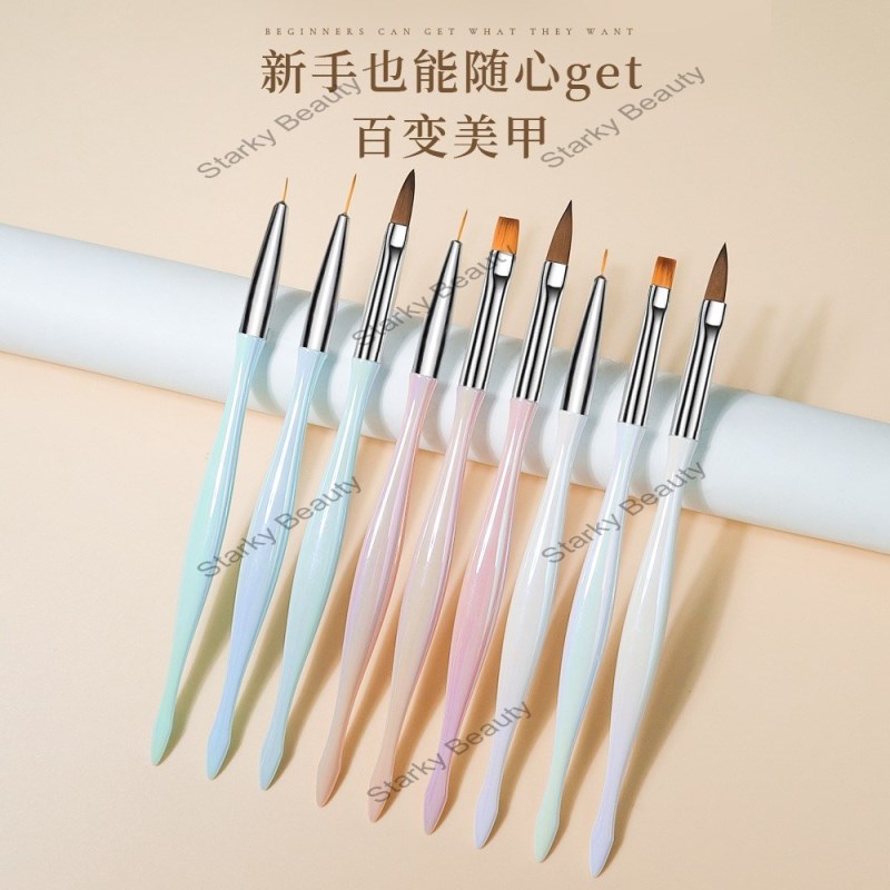 Nail Brush Tool Set  Pearl Colored Rod Pull Pen Color Painting Flower Brush