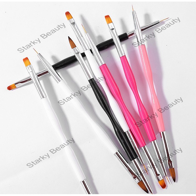 Nail Brush Double End Dual Use Wire Colored Painting Flower Sculpture Brush Set