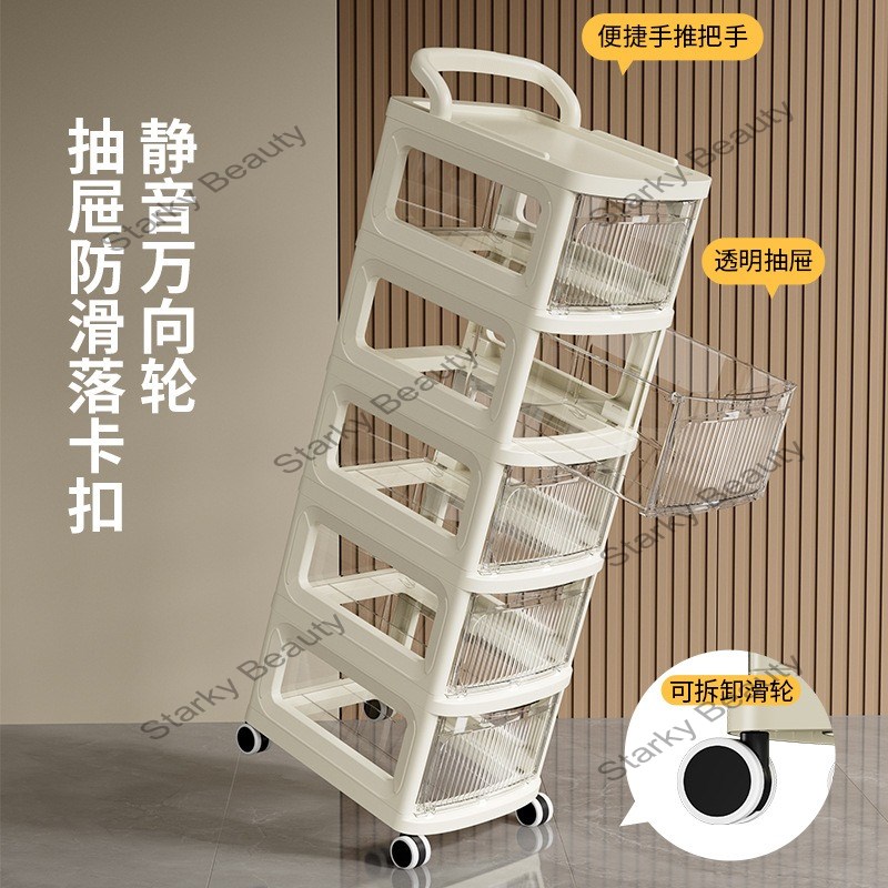 Multi layered mobile storage rack for cosmetics trolley storage