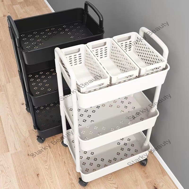 Handcart storage rack, storage rack with wheels, multifunctional small cart