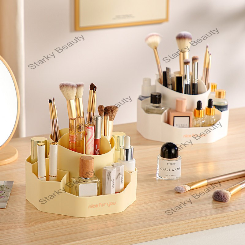 Rotating storage box cosmetics eyebrow pencil brush large capacity lipstick shelf