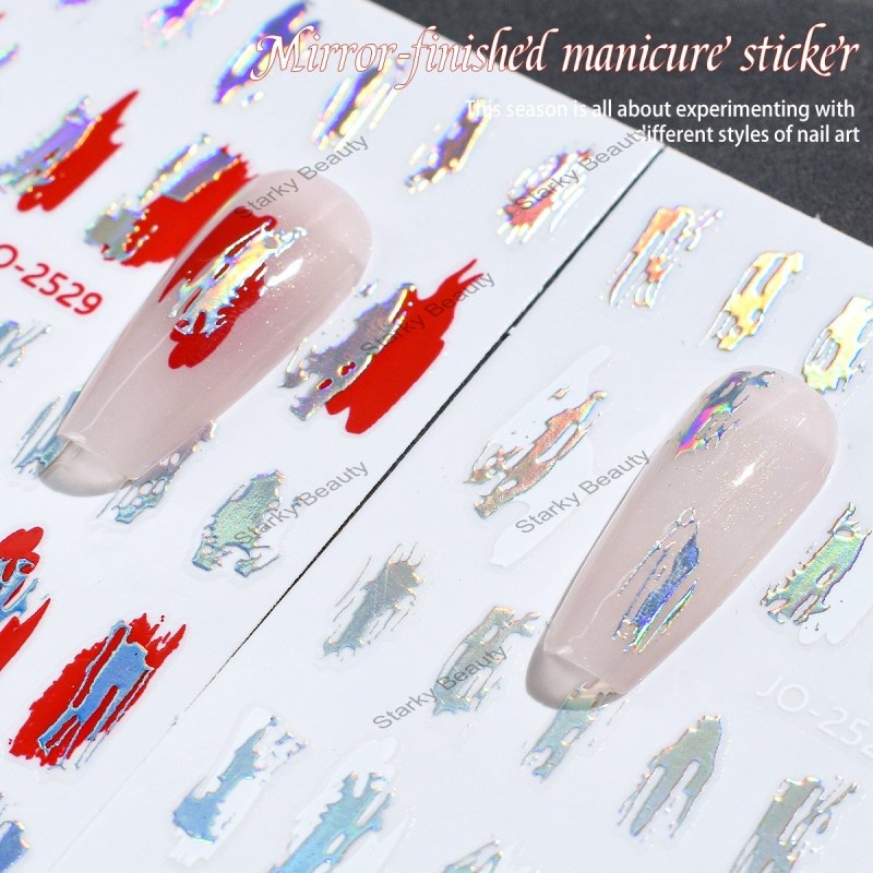 Irregular Pattern Mirror Glazed Nail Sticker Magic Mirror Powder Pattern 3D Gold Silver Nail Sticker