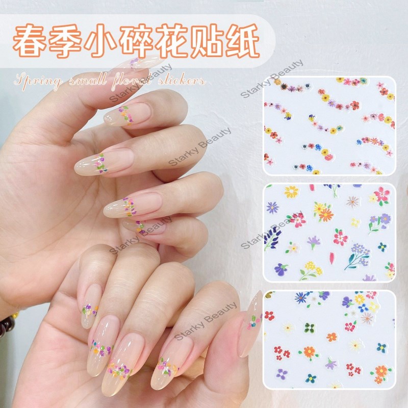 Spring Small Flower Nail Sticker Small Daisy Rose Lavender Nail Sticker