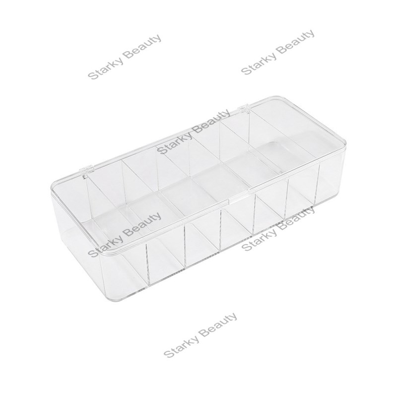 7 grid Meitong storage box with lid, transparent storage Meitong store, transparent portable box