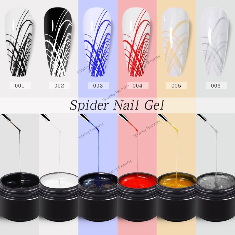 2024 wire glue nail art elastic wire drawing spider gel color painting flower gel