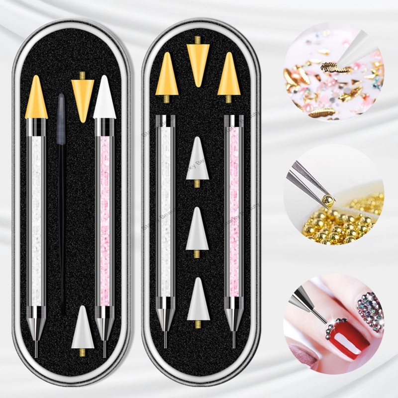 Nail double head drill pen tweezers wax head drill unloading tool box