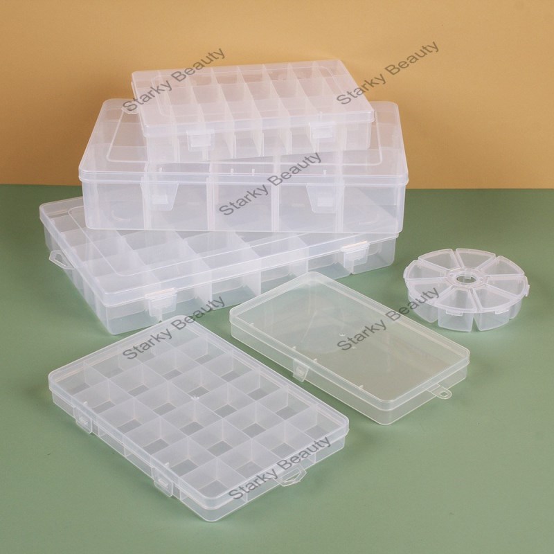 Transparent Plastic Jewelry Storage Box Electronic Component Accessories Box Classification Grid