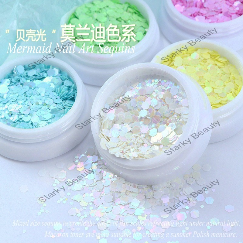 2024 Nail Sequins Summer Macaron Aurora Nail Flash Decoration