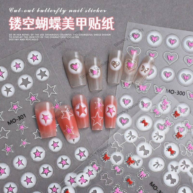 Love Nail Sticker Jewelry Pink Bow Wearing Nail Sticker