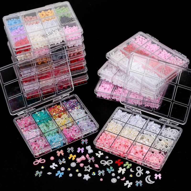 12 grid set bow nail accessories mixed with resin DIY accessories