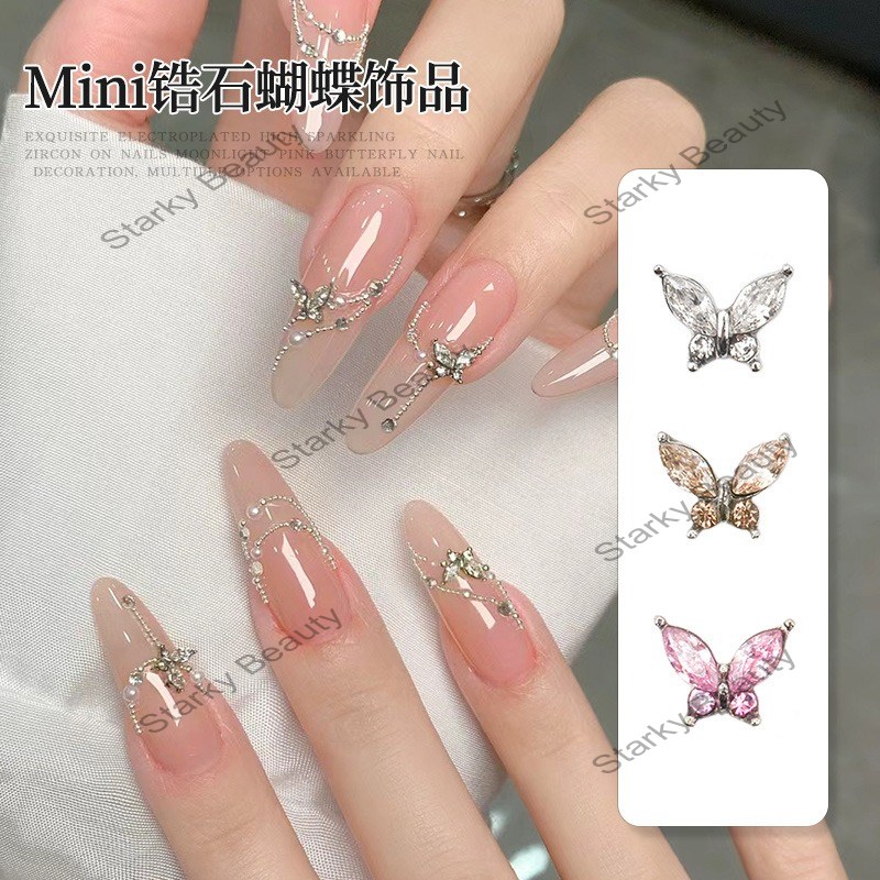 Sparkling Mini Butterfly Jewelry Alloy Crystal Zircon Super Sparkling Horse Eye Stereoscopic Nail Di