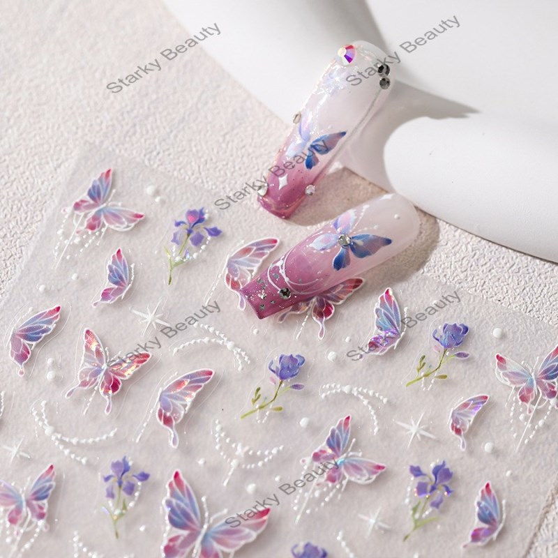 New technology hot stamping nail sticker niche light luxury butterfly back adhesive nail sticker