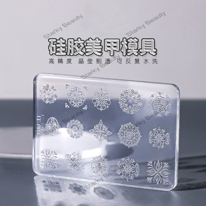 2024 Christmas type silicone mold for nails relief carving nail art molds