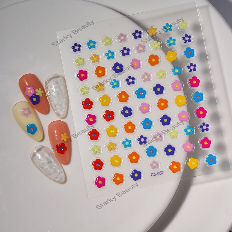 Jelly Nail sticker,dopamine, colorful relief cartoon, cute smiling face