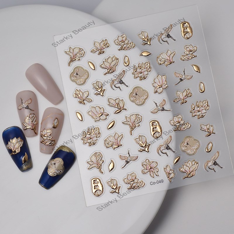 New Flower French Nail Sticker 5D Relief Fresh Cross border Nail Products Small Fragmented Flowers