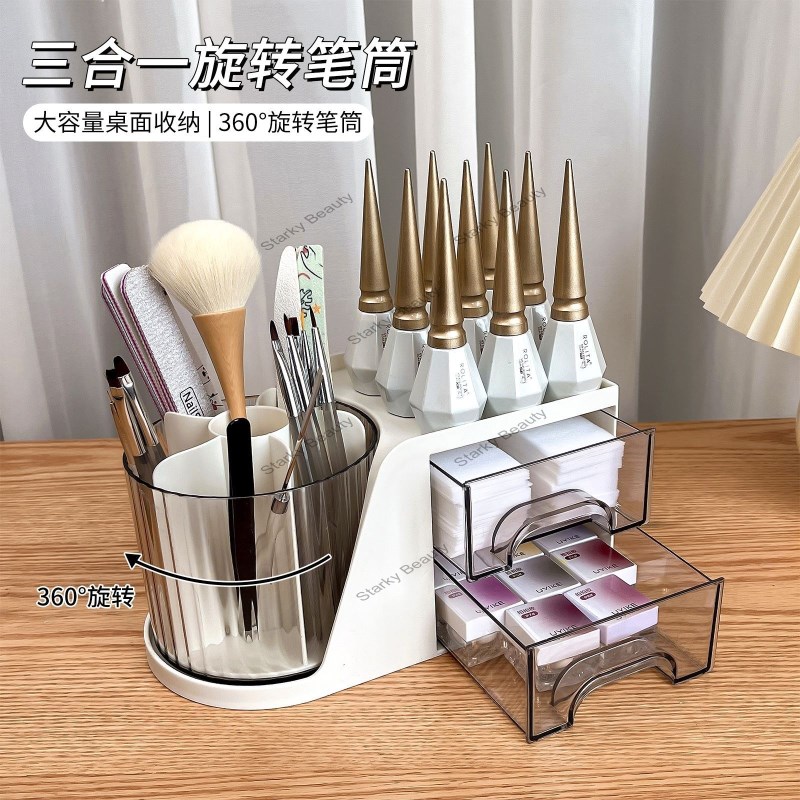 New Nail Tool Multi functional Rotating Storage Box Convenient Push Pull Multi layered Box