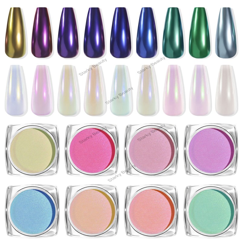 Nail Light Transparent Powder Nail Illusion Magic Mirror Sparkling Powder Nail Aurora Fairy