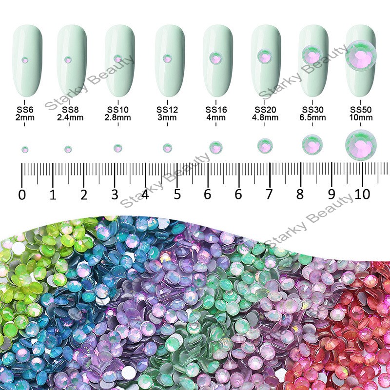 Crystal series flat bottomed rhinestone nail drill glass diamond protein